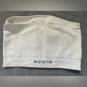 NVGTN White Ribbed Sports Top